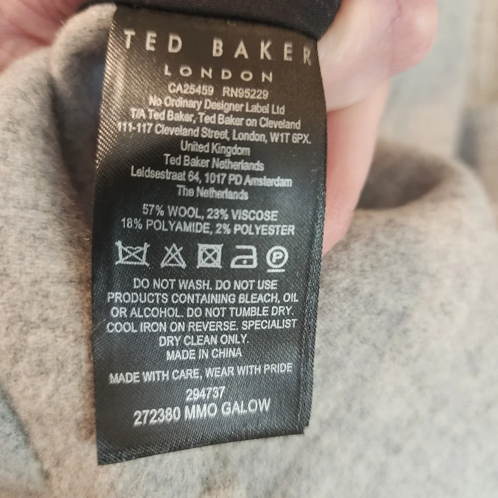 Ted Baker $395 Men's Light Grey Soft Wool Bomber Jacket Zip Front Size XXL